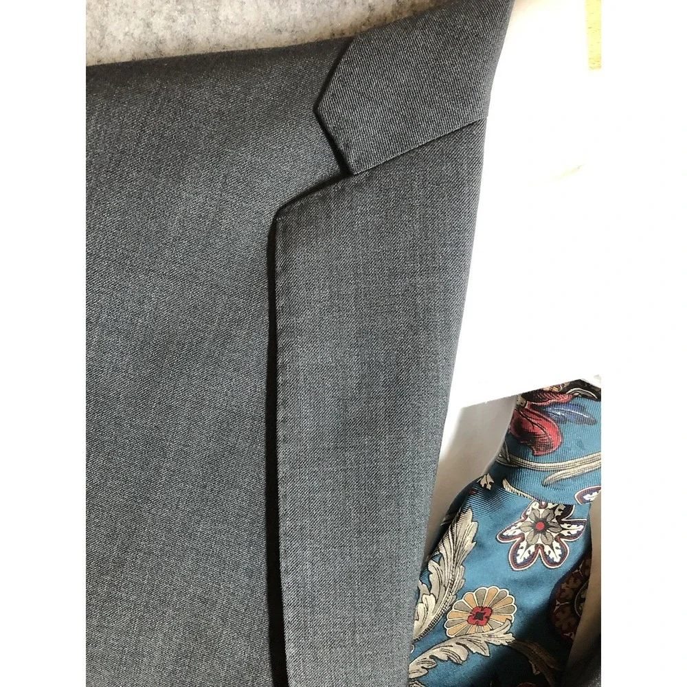 Brooks Brothers Blazer 36R Gray Red Fleece Wool Suit‎ Coat Jacket Career Classic